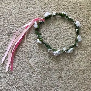 White and pink handmade flower crown